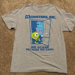 Pixar Monsters Inc. Gray and Blue Graphic T-Shirt